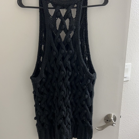 “ALEXANDER WANG”BLACK CHUNKY KNIT TOP-VEST/SIZE M/V-NECK/TUNIC LENGTH/MODERN - Picture 3 of 7